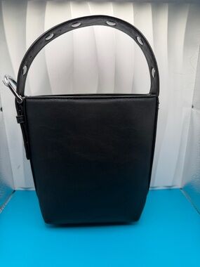 Madison West Sleek Black Structured Mini Handbag